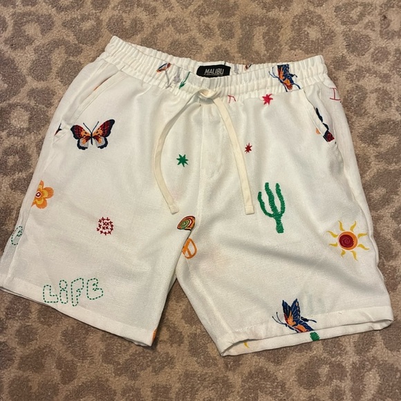 Malibu By Drill Clothing Shorts Men's Large Textured Linen Look Snail Mushroom - Picture 1 of 4